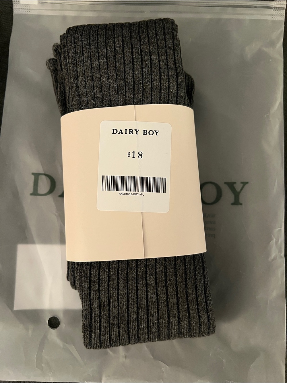 Dairy Boy Grey Lady Boot Socks M/L New With Tag & Bag Sold Out Viral - Picture 3 of 6